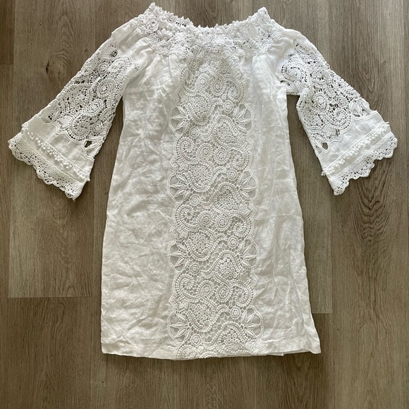 temptation positano urbino white tunic off the shoulder embroidered mini dress - Picture 1 of 4